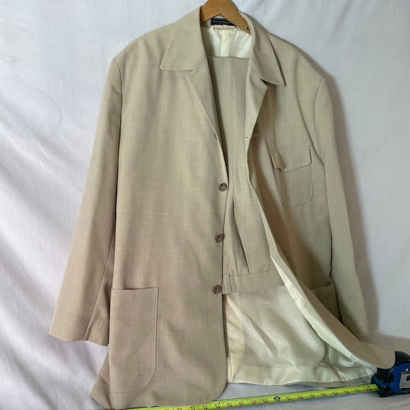 Karl Kani Men's Beige Two Piece Suit Blazer &‎ Pants Set Size 36W 34L